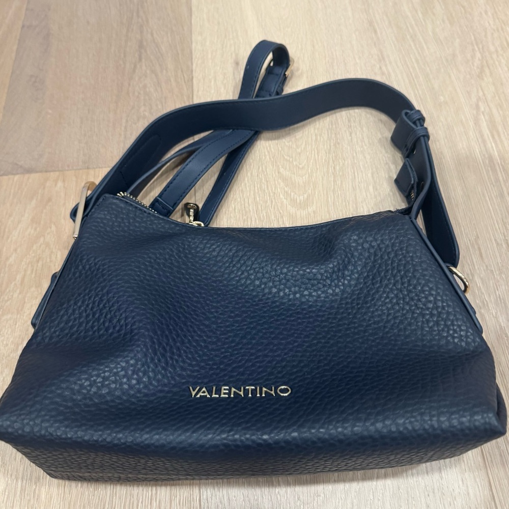 New Valentino By Mario Valentino Navy Leather Shoulder Bag+Cross body+shoulder